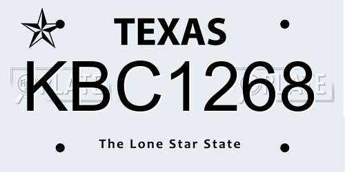 KBC1268 Texas License Plate