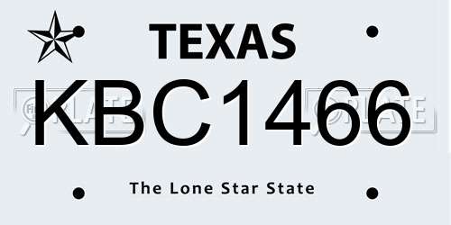 KBC1466 Texas License Plate