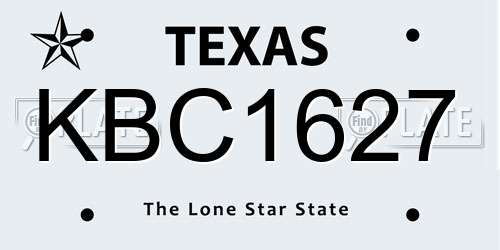 KBC1627 Texas License Plate