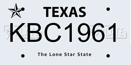 KBC1961 Texas License Plate