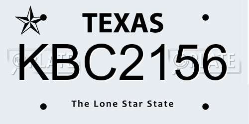 KBC2156 Texas License Plate
