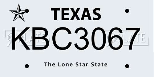 KBC3067 Texas License Plate