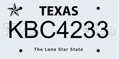 KBC4233 Texas License Plate
