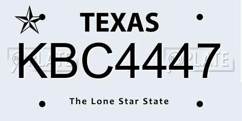 KBC4447 Texas License Plate