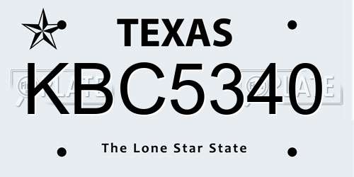 KBC5340 Texas License Plate
