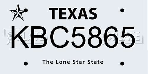 KBC5865 Texas License Plate