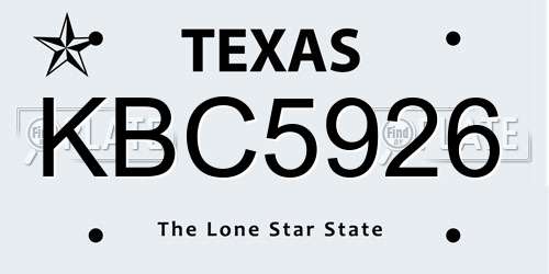 KBC5926 Texas License Plate