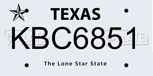 KBC6851 Texas License Plate