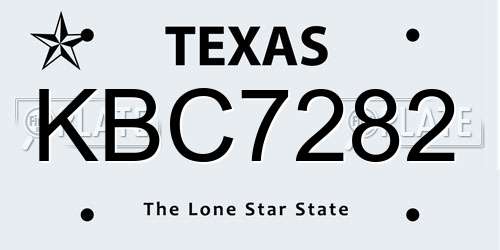 KBC7282 Texas License Plate