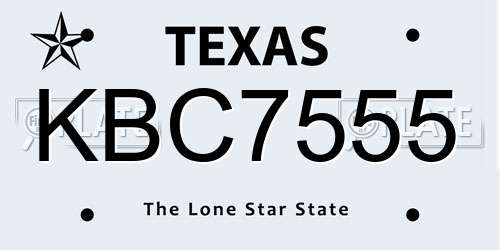 KBC7555 Texas License Plate