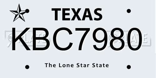 KBC7980 Texas License Plate