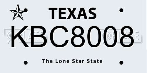 KBC8008 Texas License Plate