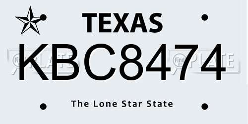 KBC8474 Texas License Plate