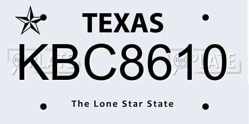 KBC8610 Texas License Plate