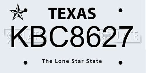 KBC8627 Texas License Plate