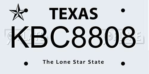 KBC8808 Texas License Plate