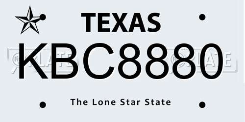 KBC8880 Texas License Plate
