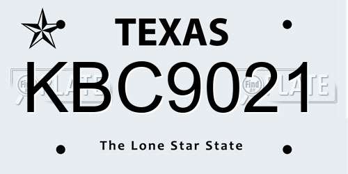 KBC9021 Texas License Plate
