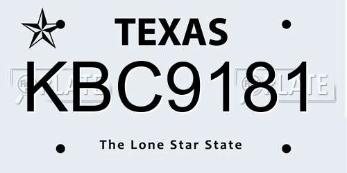 KBC9181 Texas License Plate