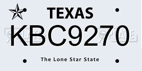 KBC9270 Texas License Plate