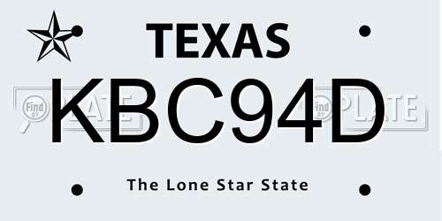 KBC94D Texas License Plate