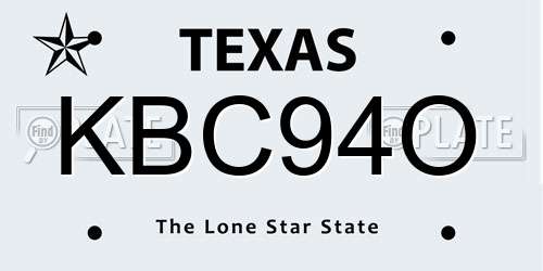 KBC94O Texas License Plate