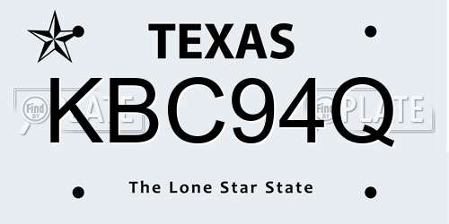 KBC94Q Texas License Plate