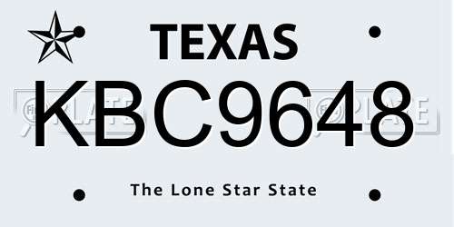 KBC9648 Texas License Plate