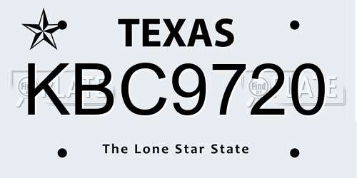 KBC9720 Texas License Plate