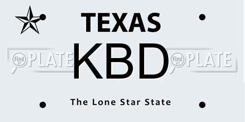KBD Texas License Plate