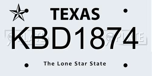 KBD1874 Texas License Plate