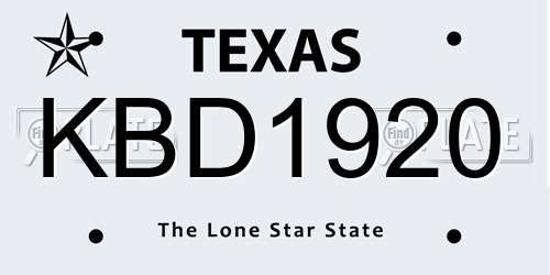 KBD1920 Texas License Plate