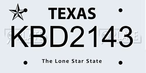 KBD2143 Texas License Plate