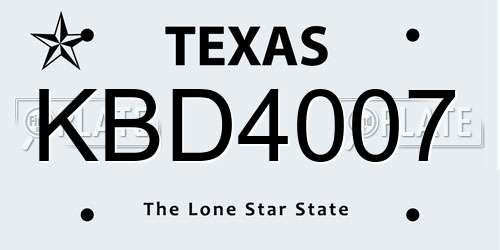 KBD4007 Texas License Plate