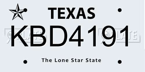 KBD4191 Texas License Plate