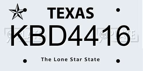 KBD4416 Texas License Plate