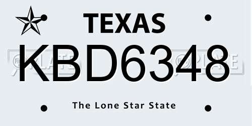 KBD6348 Texas License Plate