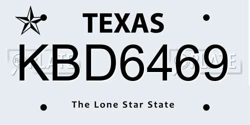 KBD6469 Texas License Plate