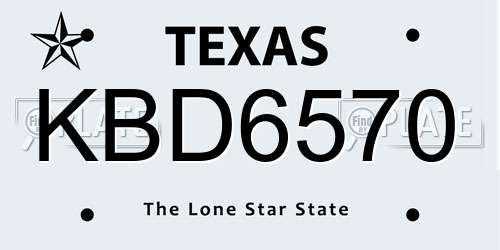 KBD6570 Texas License Plate