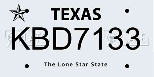 KBD7133 Texas License Plate