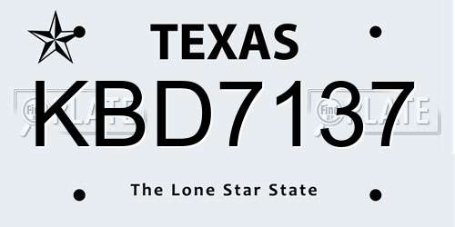KBD7137 Texas License Plate