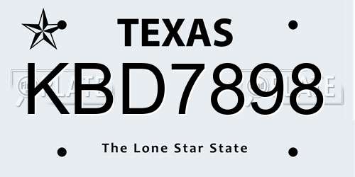 KBD7898 Texas License Plate
