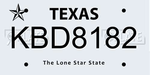KBD8182 Texas License Plate