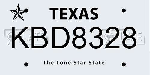 KBD8328 Texas License Plate