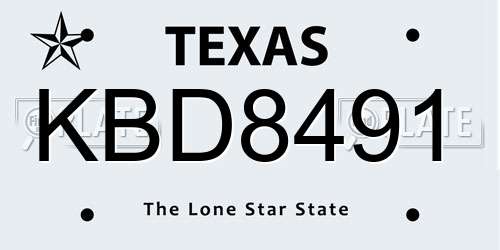KBD8491 Texas License Plate
