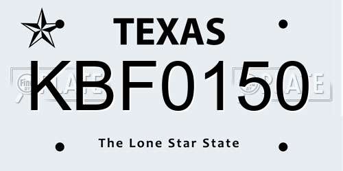 KBF0150 Texas License Plate
