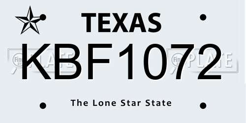 KBF1072 Texas License Plate