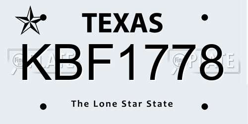 KBF1778 Texas License Plate