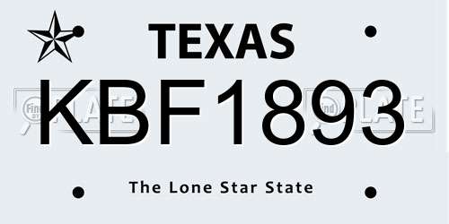 KBF1893 Texas License Plate