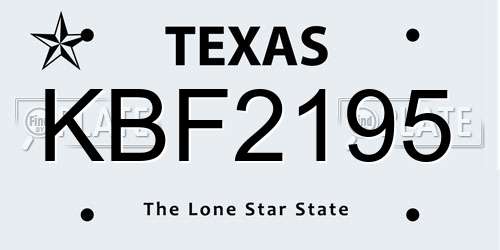 KBF2195 Texas License Plate